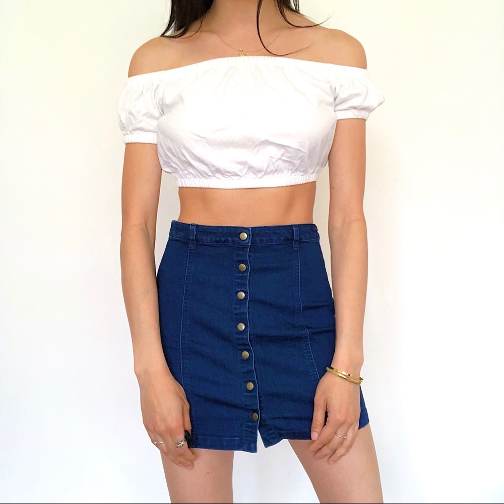 Vintage 90s Button Front A-Line Mini Skirt